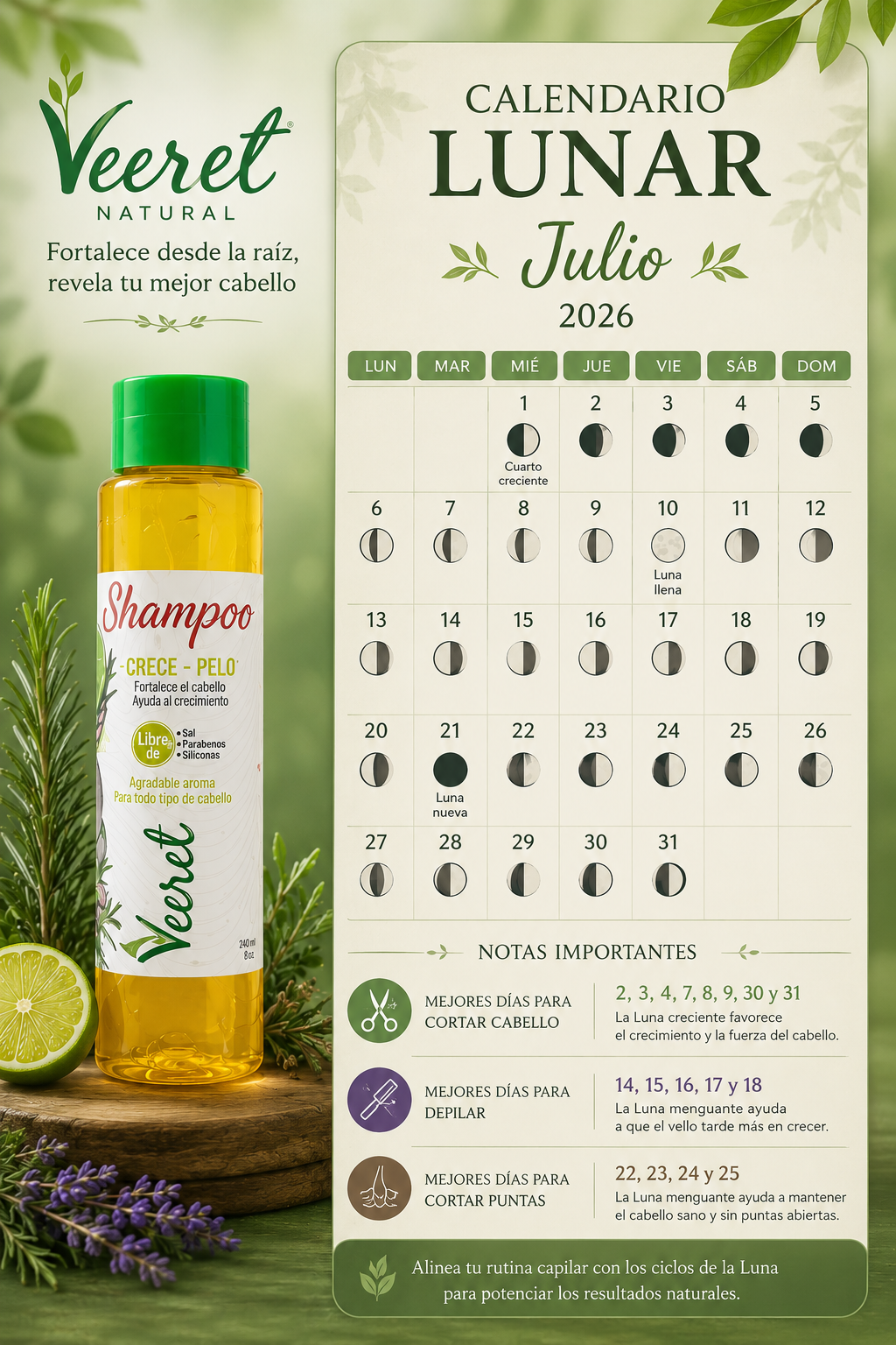 ¿Influye la Luna en el crecimiento del cabello?